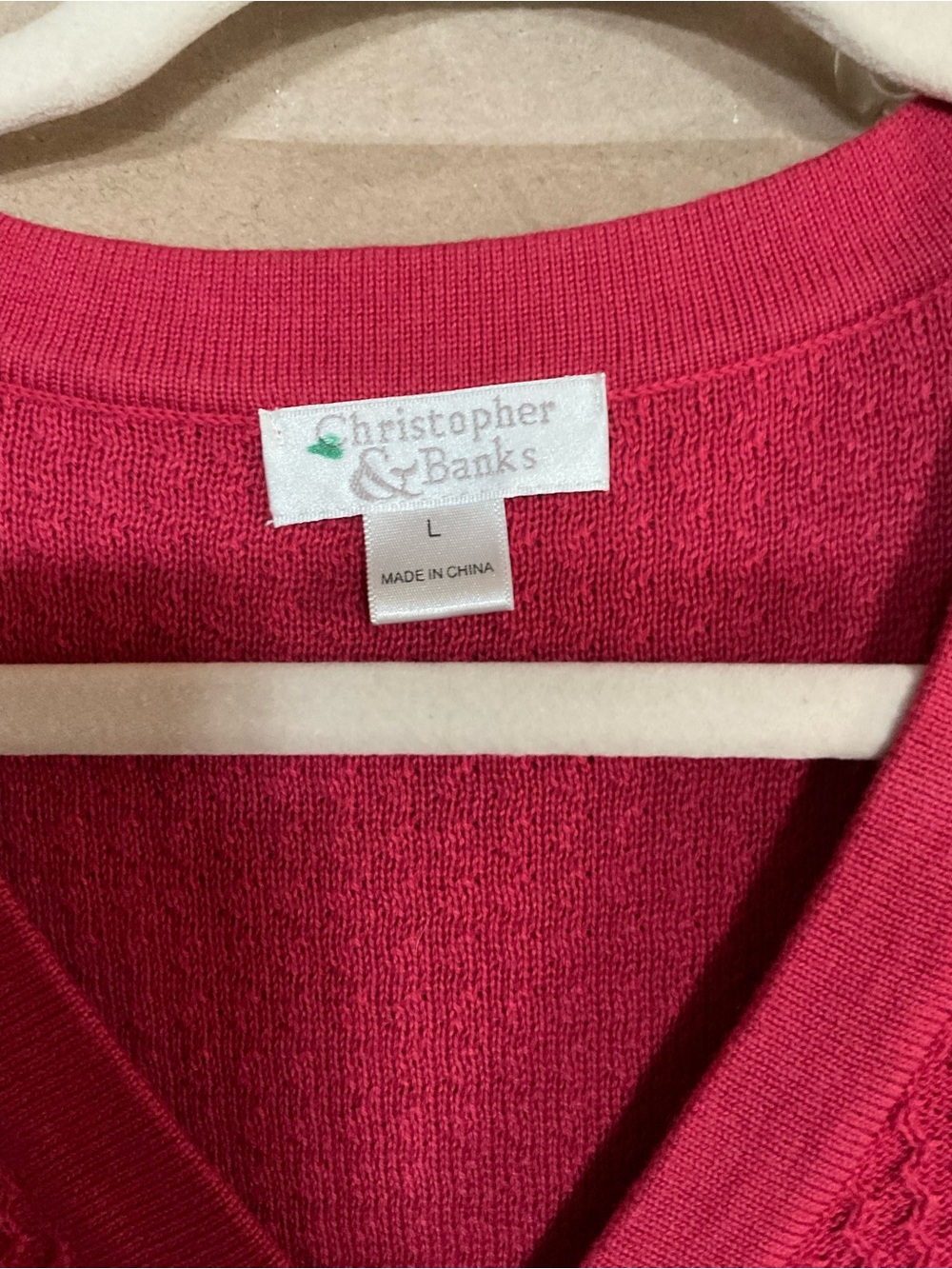Christopher & Banks red Short-Sleeve Button Cardigan. Size L. - Picture 5 of 9